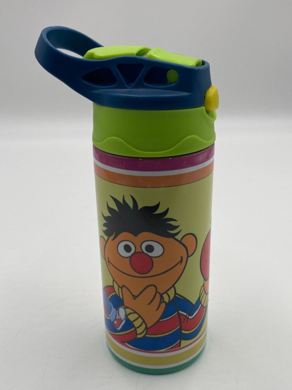 Sesame Street Bert & Ernie Metal Water Bottle Pop Up Sipper Straw Apple School